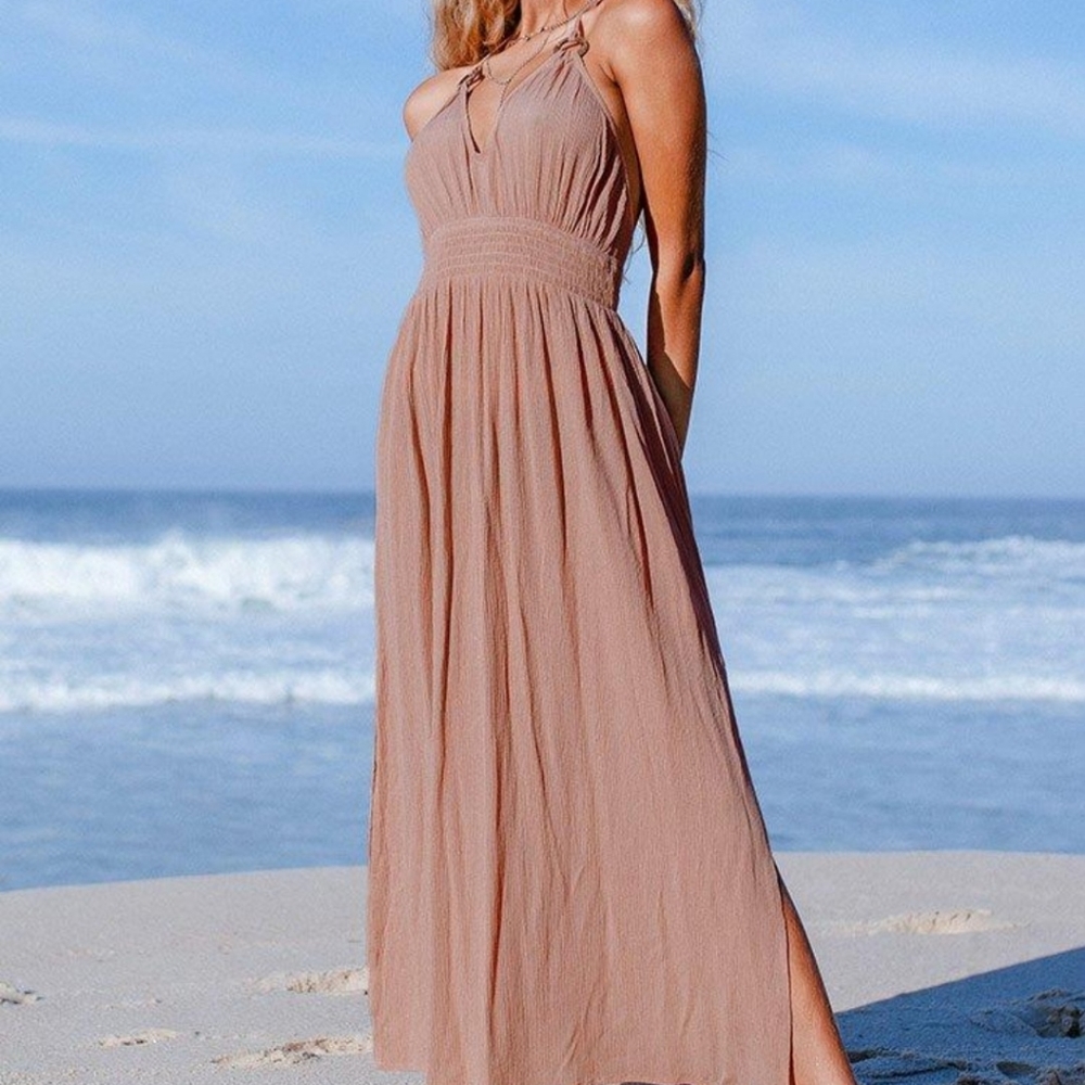 XL Cupshe Talia Khaki Halter Dress/Cover Up